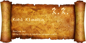 Kohl Klaudia névjegykártya